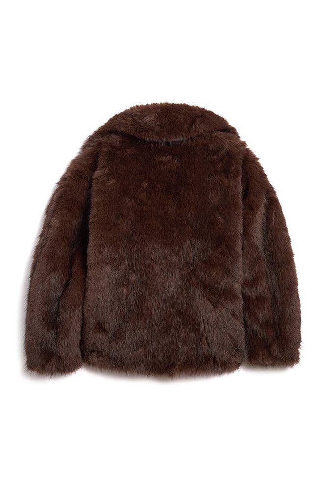 Chocolate The Kovack Faux Fur Jacket for wholesale on Faire7