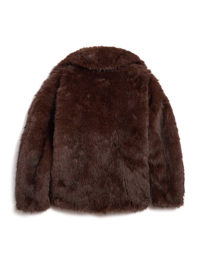 Chocolate The Kovack Faux Fur Jacket for wholesale on Faire7