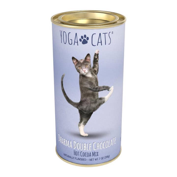 Yoga Cats® Dharma Double Chocolate Cocoa (7oz Tins) for wholesale by McSteven's
