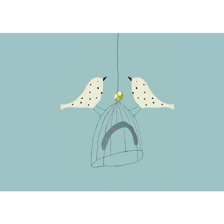 To Dotty Birds A4 unframed print for engroshandel hos Print Circus