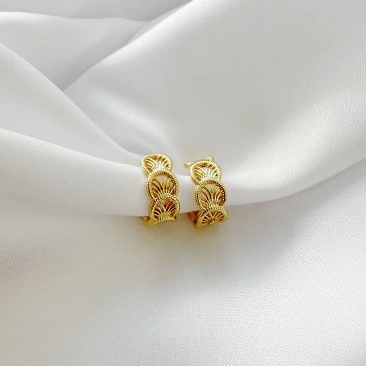 Cali Filigree Gold Filled Hoops Earrings for wholesale by True by Kristy Jewelry