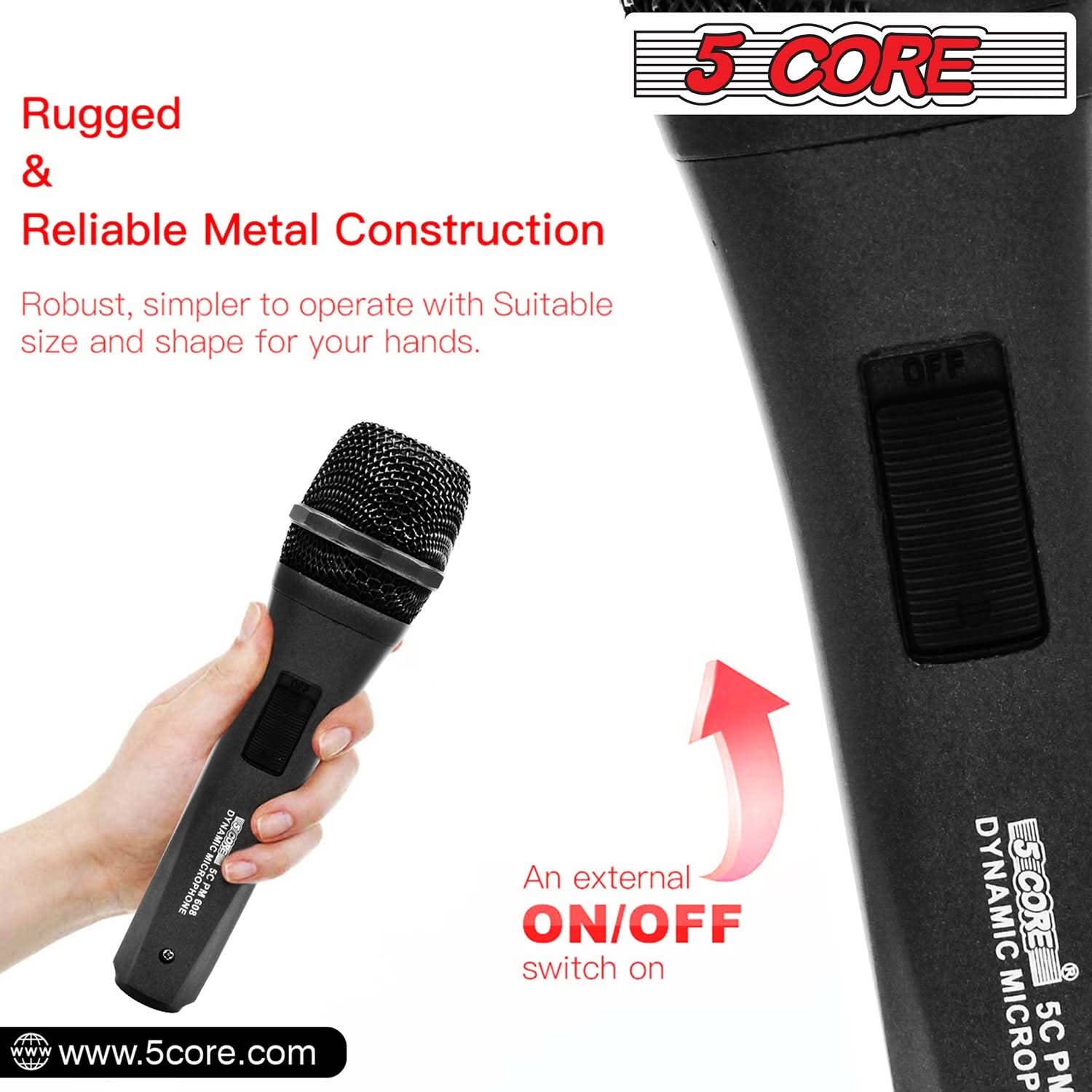 K Cube Inc - Wholesale Musical Instrument - 5Core Dynamic Wired Microphone Mic Singing Handheld Mics6
