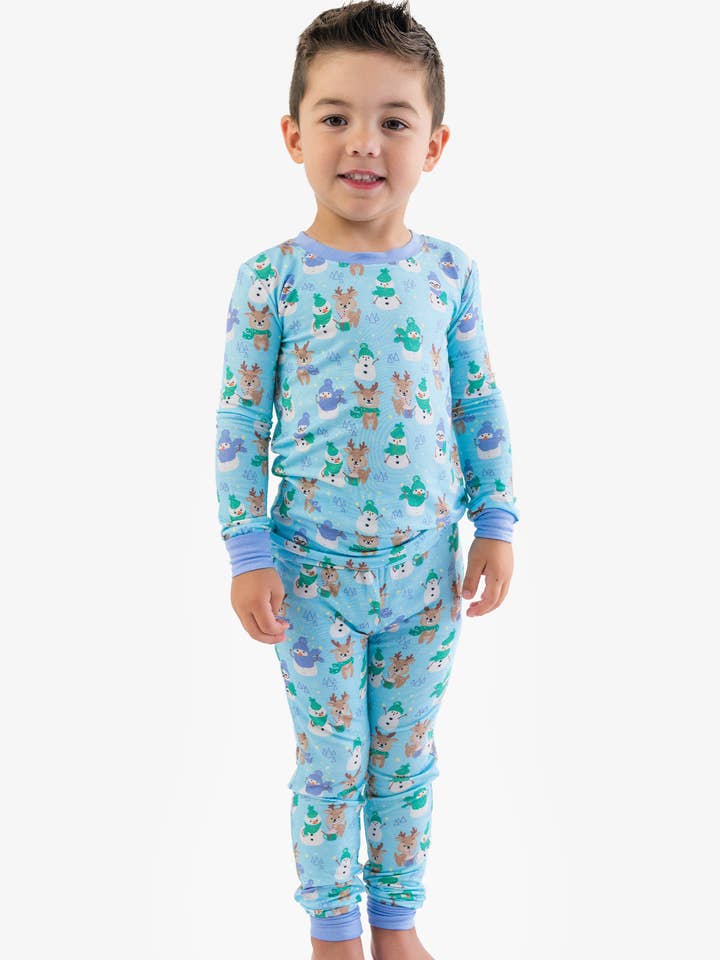 SoftSnooze™ Kids Bamboo Viscose Snowy Sidekicks Long Sleeve Pajama Set
for wholesale by RuffleButts + RuggedButts