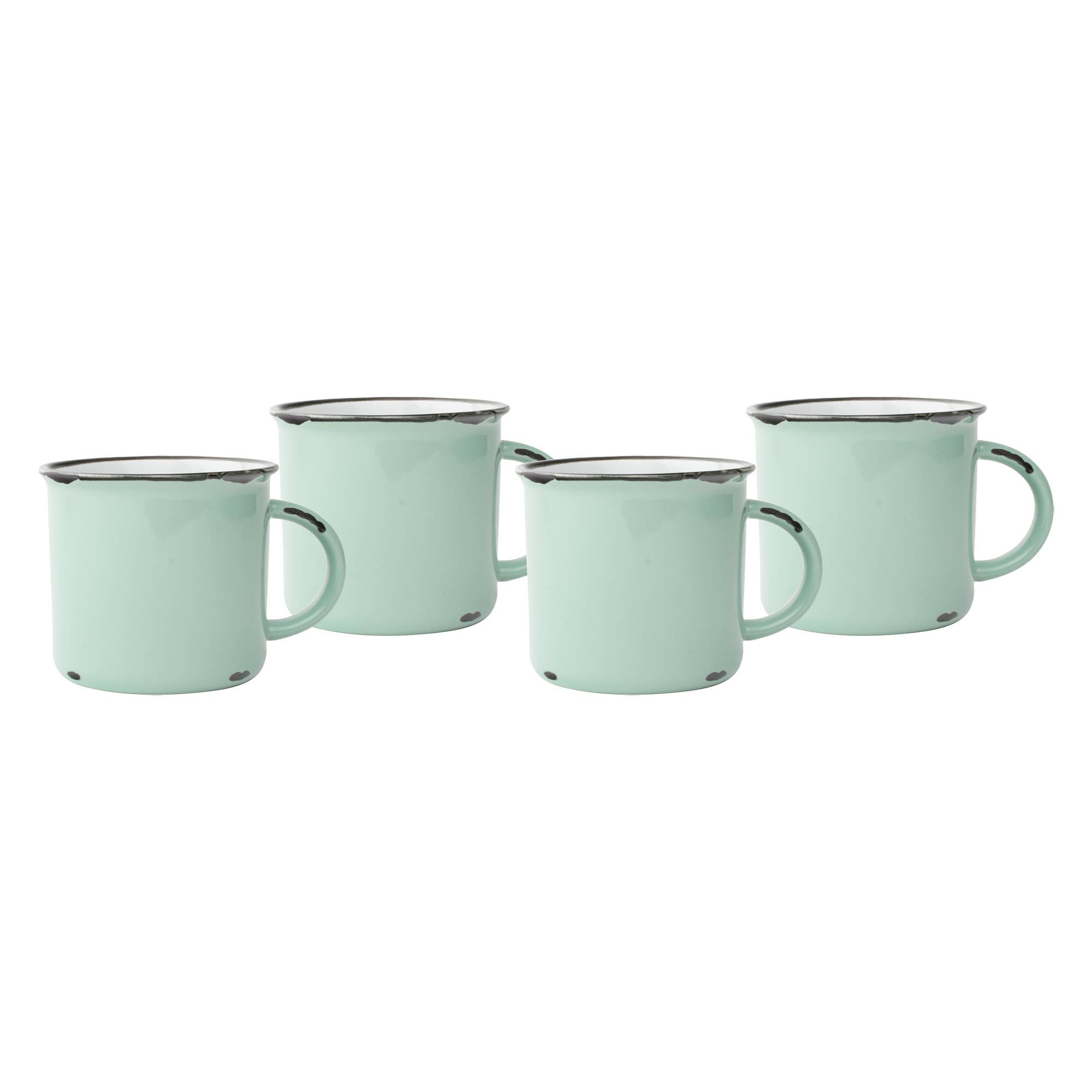 Canvas Home - Wholesale Coffee Mug - Tinware Collection Pea Green Mugs, Set of 4