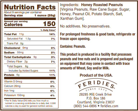 FERIDIES - Wholesale Nuts - 9 oz. Honey Roasted Virginia Peanuts1
