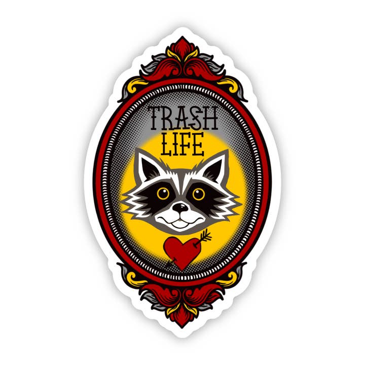 Trash Life Raccoon Sticker for wholesale by Earthenwood Studio
