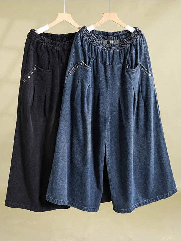 VividLux - Wholesale Jeans - Women's - Loose Wide Pants Elasticity Pleated Flared Trousers Jean Pants Bottoms9