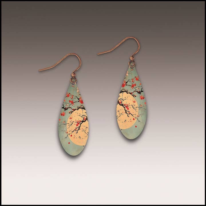 Illustrated Light & DC Designs - Wholesale Dangle Earrings - Cherry Moon Dew Drop Handmade Earrings