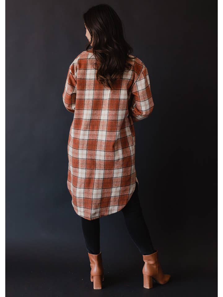 Panache Apparel Co. - Wholesale Shirt - Women's - Rust, Cream & Brown Plaid Long Flannel