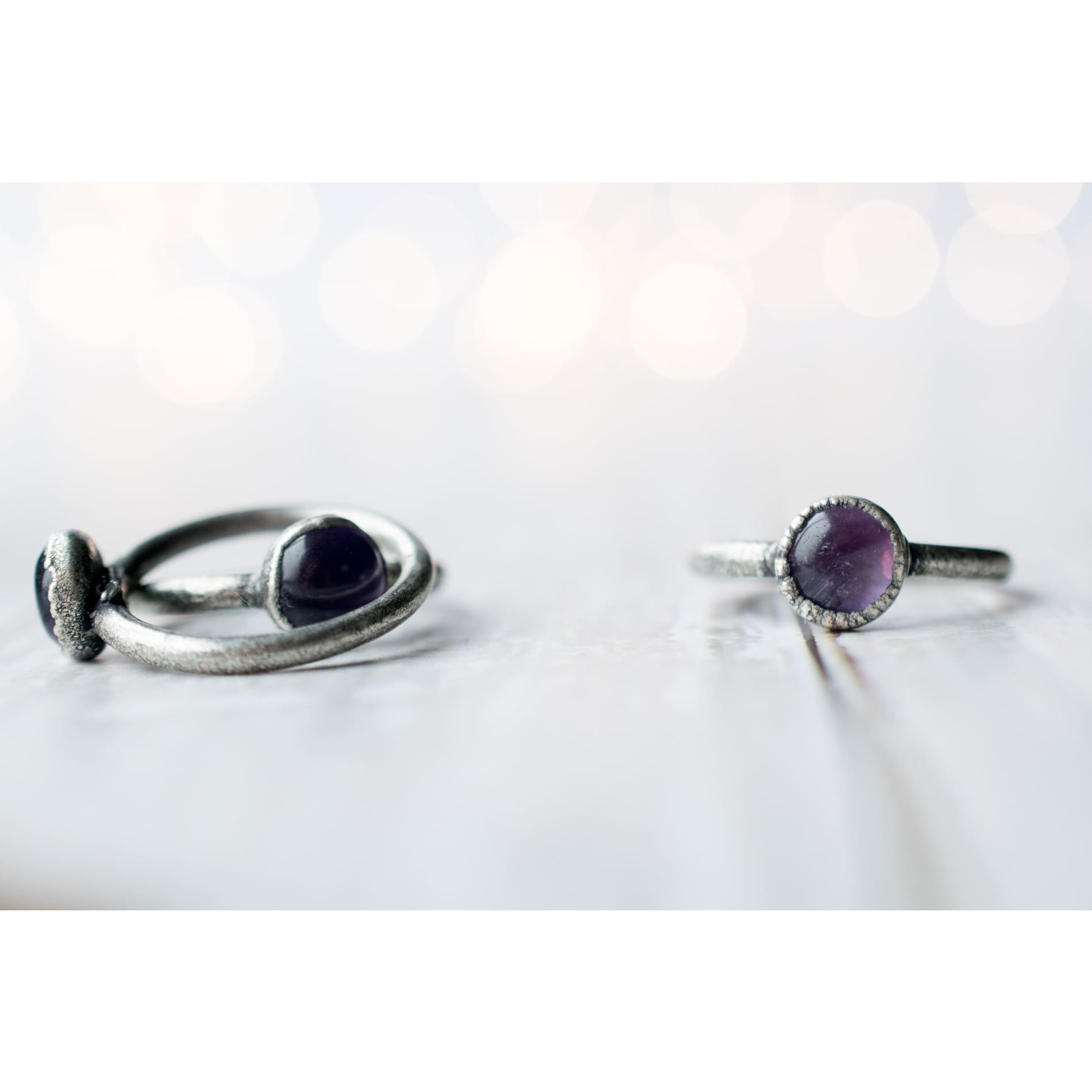 HAWKHOUSE - Wholesale Single Stone/Solitaire Ring - Plated Amethyst statement ring | Amethyst orb ring4