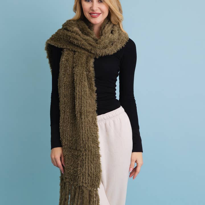 Leto Accessories - Wholesale Scarf - Women's - Ultra Soft Boucle Fringe Blanket Scarf