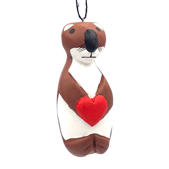 Women of the Cloud Forest - Wholesale Ornament - Sea Otter with Heart Balsa Ornament