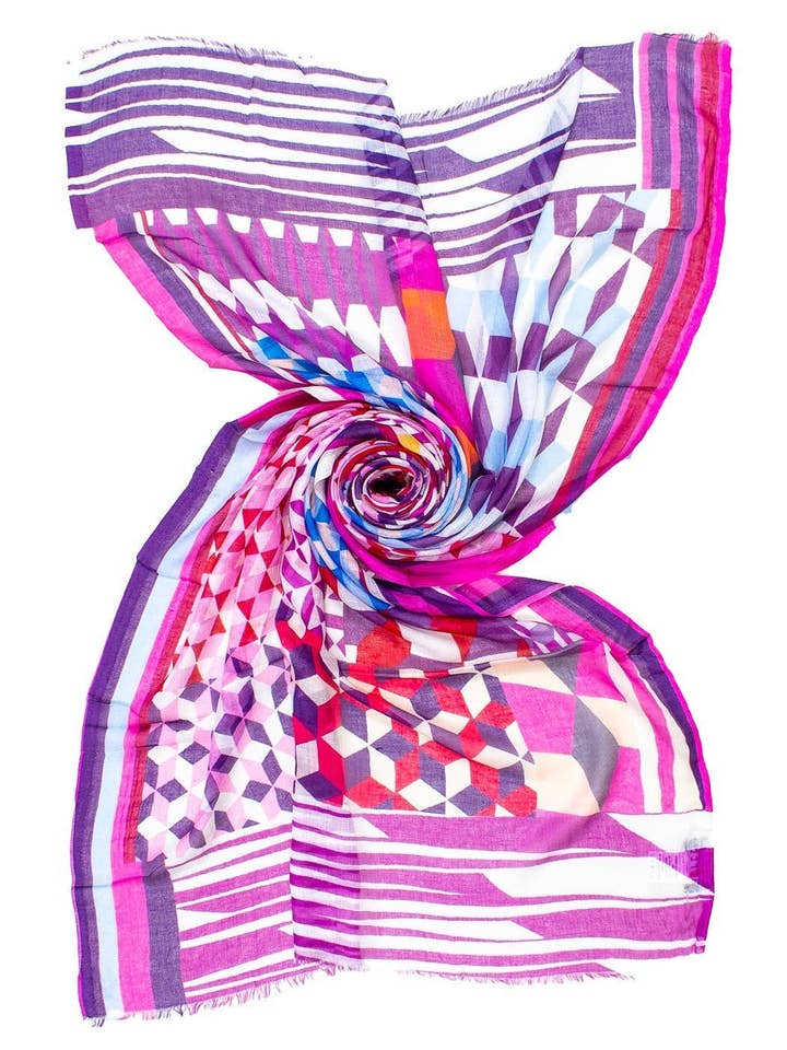 MIXED GEOMETRIC PRINT STOLE 70X180 100%MD MADE IN INDIA for wholesale by Ayfee