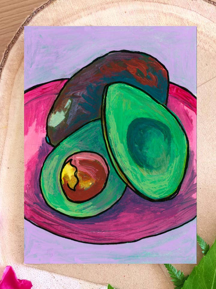 Aguacate - Tarjeta de Felicitación A6 para venta al por mayor de Plant Based Paintings