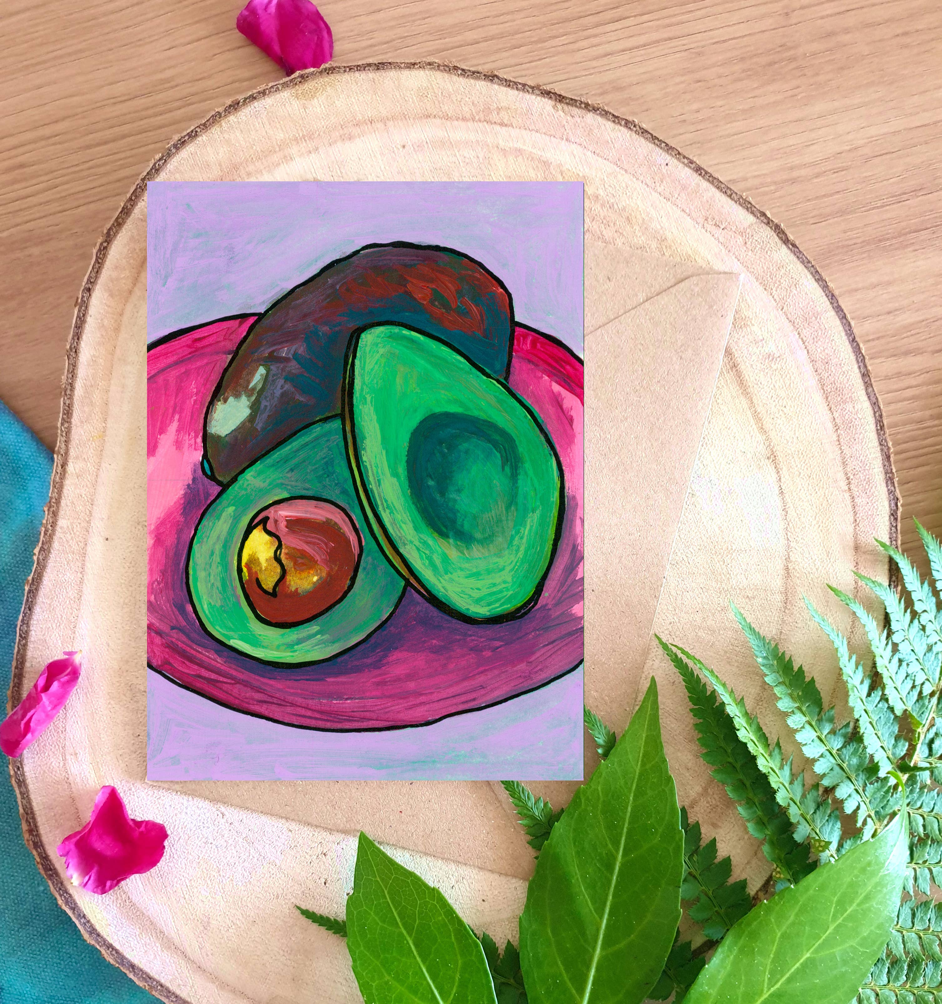 Avocado - A6 Greetings Card for wholesale by Plant Based Paintings