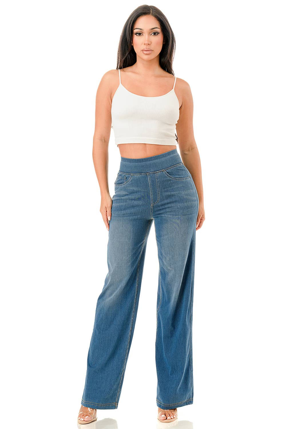 Color 5 – wholesale Jeans - Dam – Ultramjuka lätta utsvängda baggy jeans med resårmidja12