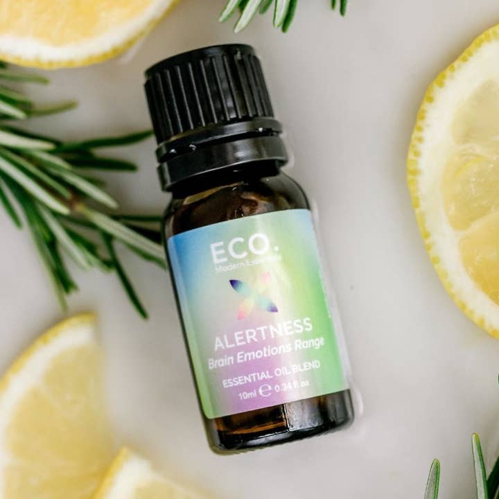 Mélange d'huiles essentielles de vigilance pour la vente par ECO. Modern Essentials