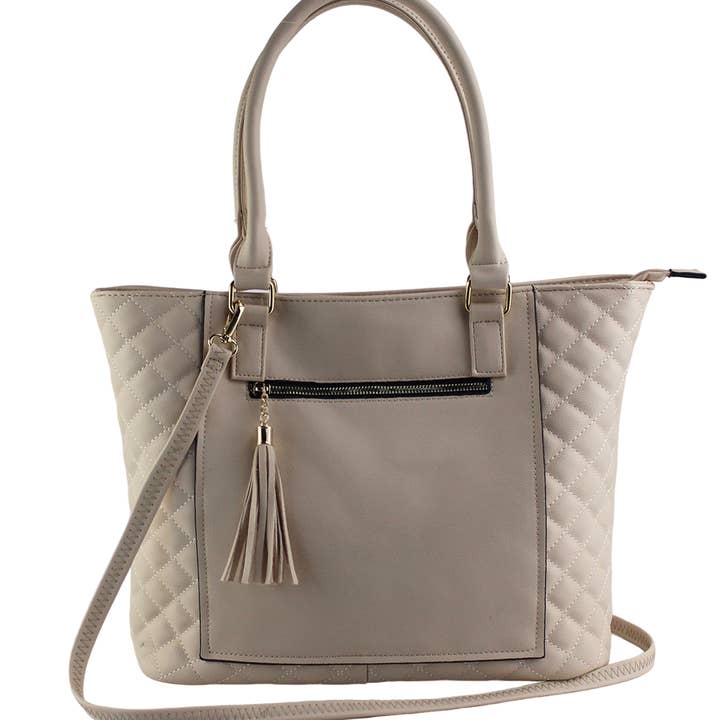 Black 7807 Elegant Tote With Tassels for wholesale on Faire