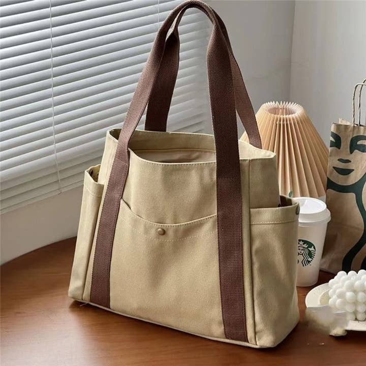 UZ Wholesale Store - Wholesale Tote Bag - Women's - Solid Color Canvas Shoulder Bag