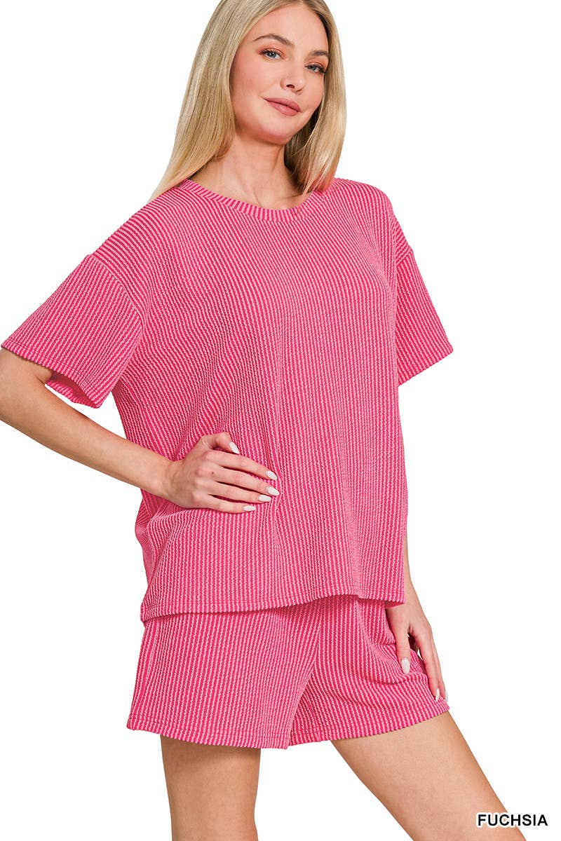 42POPS - Wholesale Lounge Set - Women's - ..Ribbed Short Sleeve Tee & Pants 2PC Set5