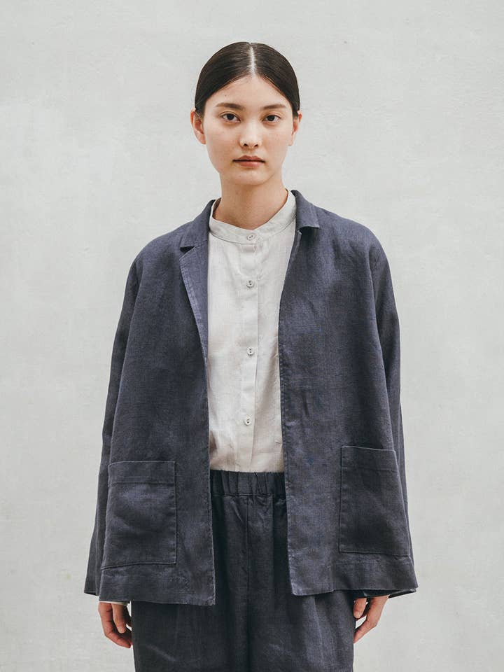 Lilly Jacket Macadam for wholesale by Fog Linen Work