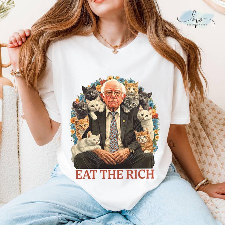 CVH DREAMY LTD - Vente Sweat-shirt à imprimés – femme - T-shirt Bernie Sanders Mangez les Riches, Tournée Contre l'Oligarchie