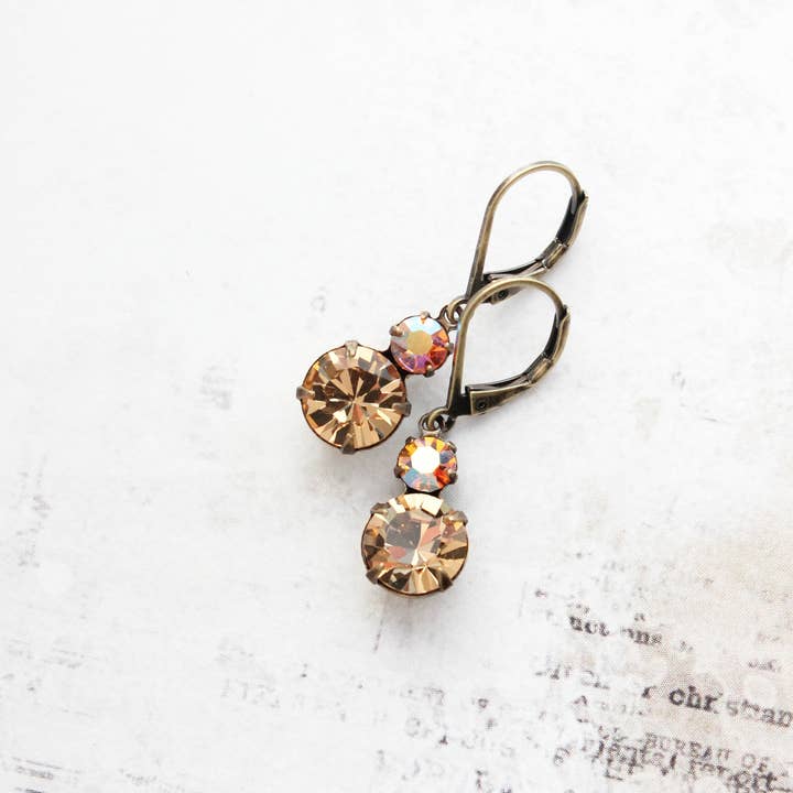 A Pocket of Posies - Wholesale Dangle Earrings - Small Drop Earrings | Vintage Glass | Colorado Topaz