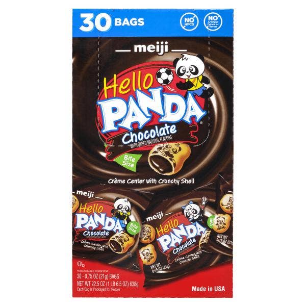 Long Island Candy Factory – Großhandel Cookie – Meiji Hello Panda Schokoladencreme-Zentrum Knusprige Schale 32 Stück 0,75 Unzen Beutel
