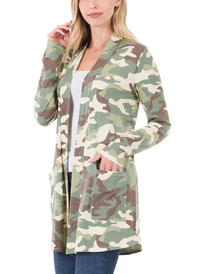 Camo Cardigan for wholesale by Bouska Boutique