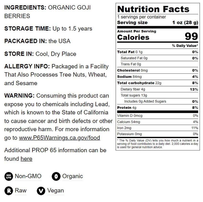 Food To Live - Wholesale Dried/Dehydrated Fruit - Organic Goji Berries – Sun Dried, Large and Juicy, Non-GMO2