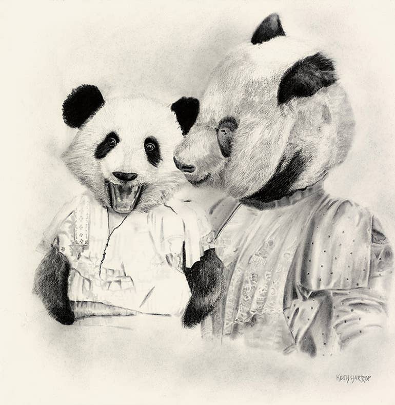 Keith Harrop - Pencil Art - Wholesale Ansichtkaartset - 10 verschillende ansichtkaarten. Set #3 Victoriaanse vintage dierenkunst6