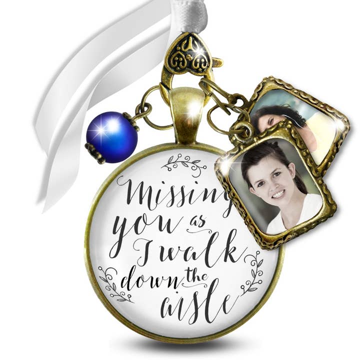 Wedding Bouquet Memory Charm Antique Bronze Missing You Gift for wholesale by Gutsy Goodness