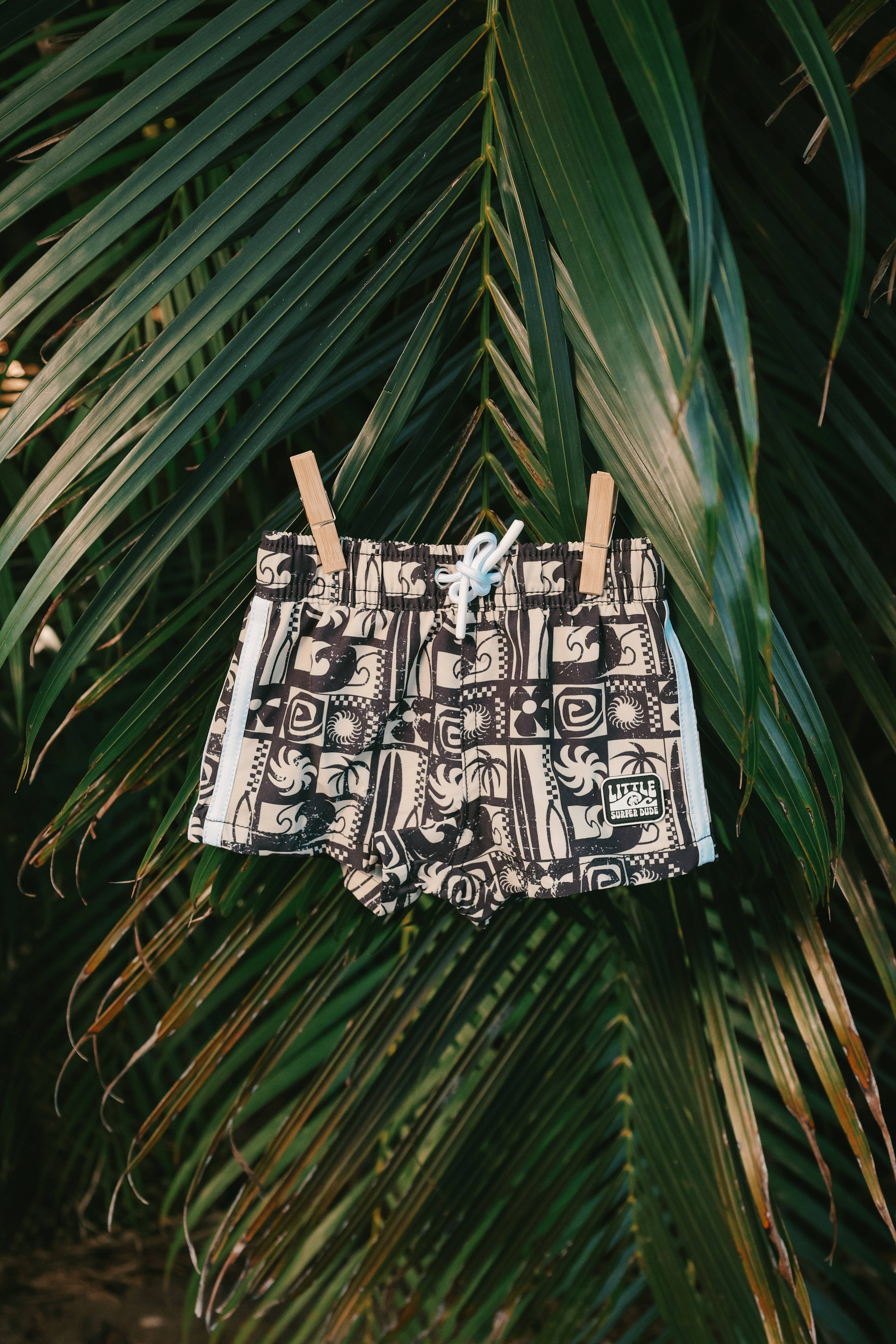 The Little Surfer Dude - Wholesale Swim Shorts - Kids - Vintage Black Swell Swim Trunks5