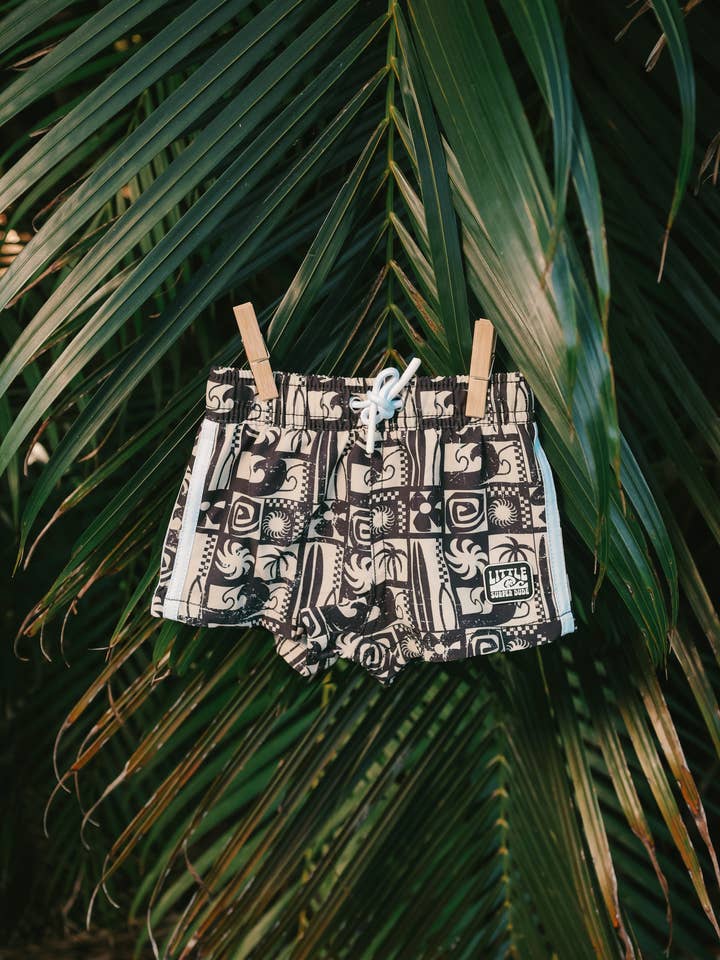 The Little Surfer Dude - Wholesale Swim Shorts - Kids - Vintage Black Swell Swim Trunks5