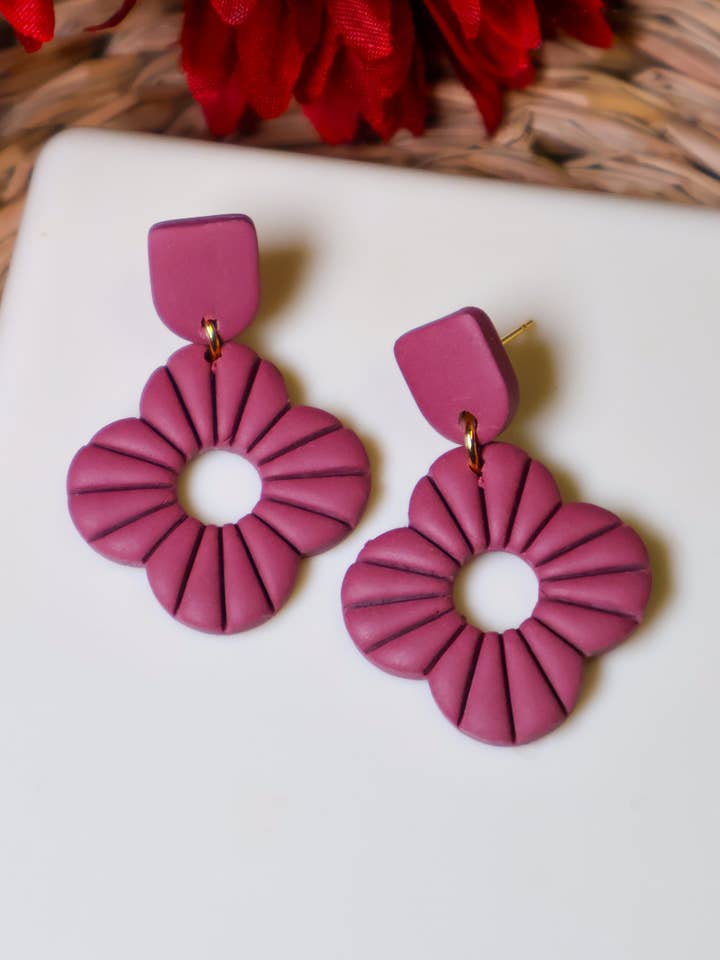 Maisie | Embossed Dangle Earrings for wholesale by Ivy Lane Clay Co.