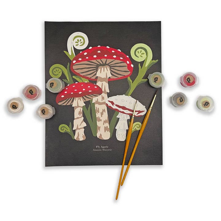Elle Crée (She Creates) - Wholesale DIY Craft Kit - Fly Agaric Mushrooms Paint-by-Number Kit1