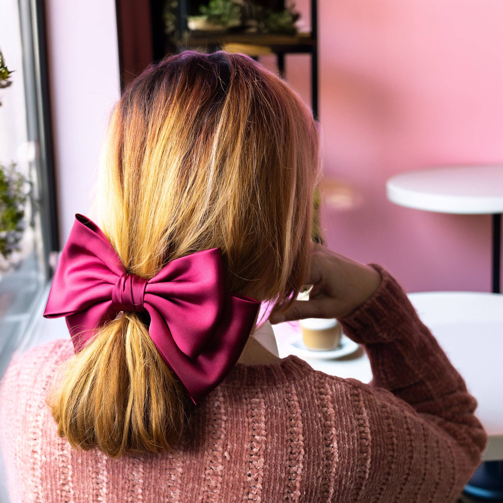 Bewaltz – wholesale Hair clip – Women’s – Jumbo Satin Bow Tie Hair Clip - Red0