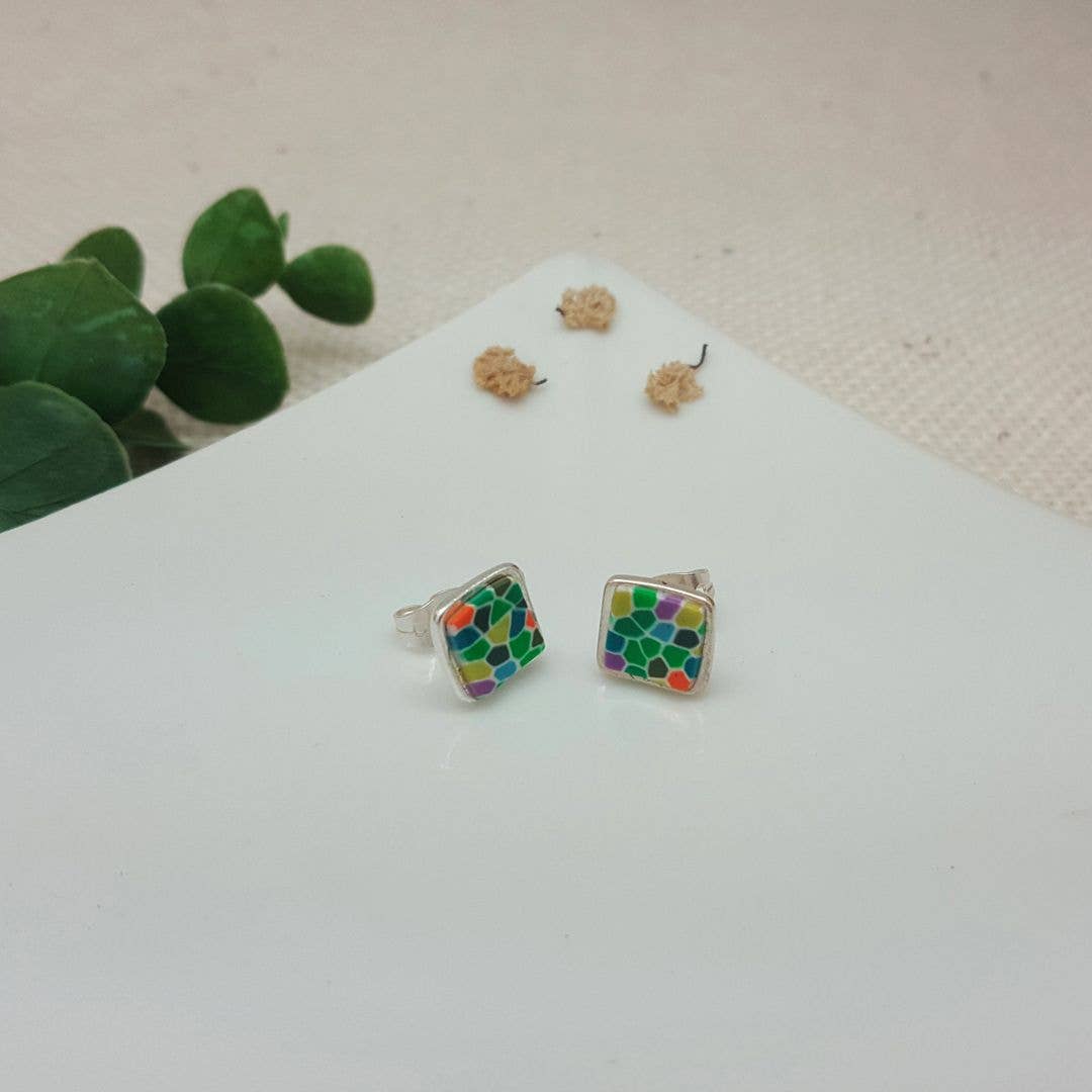 PASTACUITA - Wholesale Stud/Post Earrings - Gaudi modern style square button earrings. "Erin" Collection5