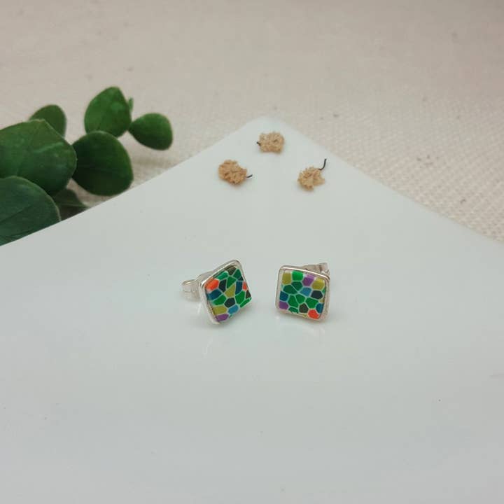 PASTACUITA - Wholesale Stud/Post Earrings - Gaudi modern style square button earrings. "Erin" Collection5