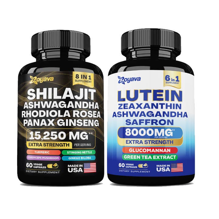 Zoyava - Wholesale Oral Supplement/Vitamin - Ultimate Duo Shilajit Power ShilaStrength Blend - 15,250MGs and SightShield Lutein and Zeaxanthin Supplements 8000 MG