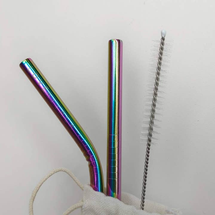 Love Attack - Wholesale Drinking Straw - 2pk Reusable Stainless Steel Drinking Straws - Colourful