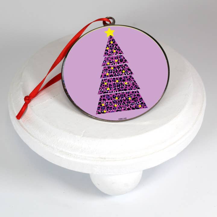 ORK140- Dome Ornament Pink Cheetah Tree for wholesale by Kalan