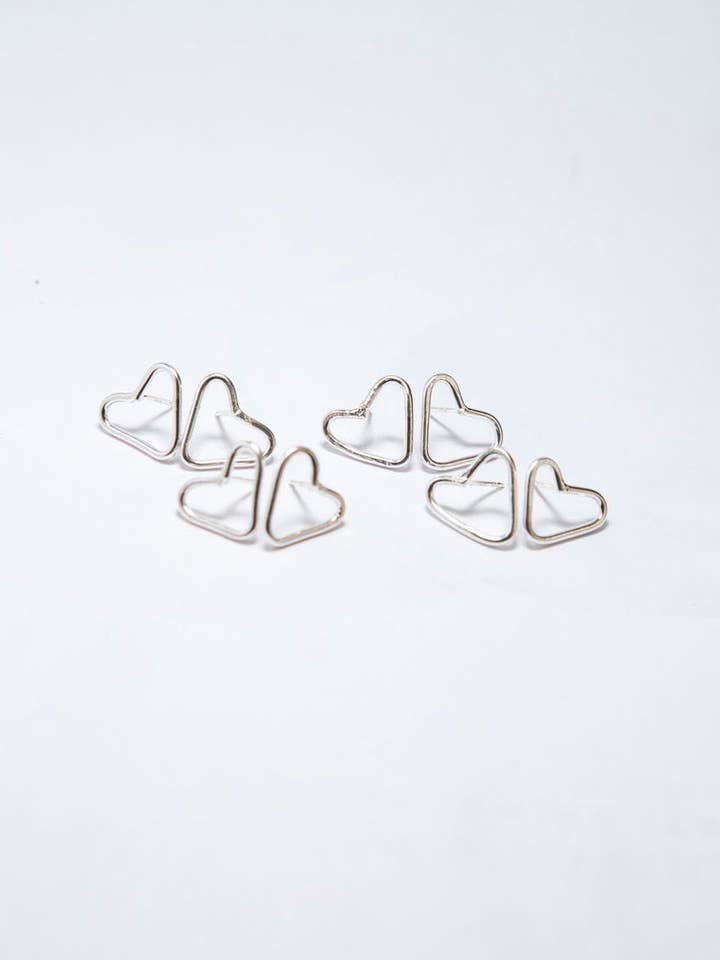 Silver Hearts Studs for wholesale by Ebb and flow