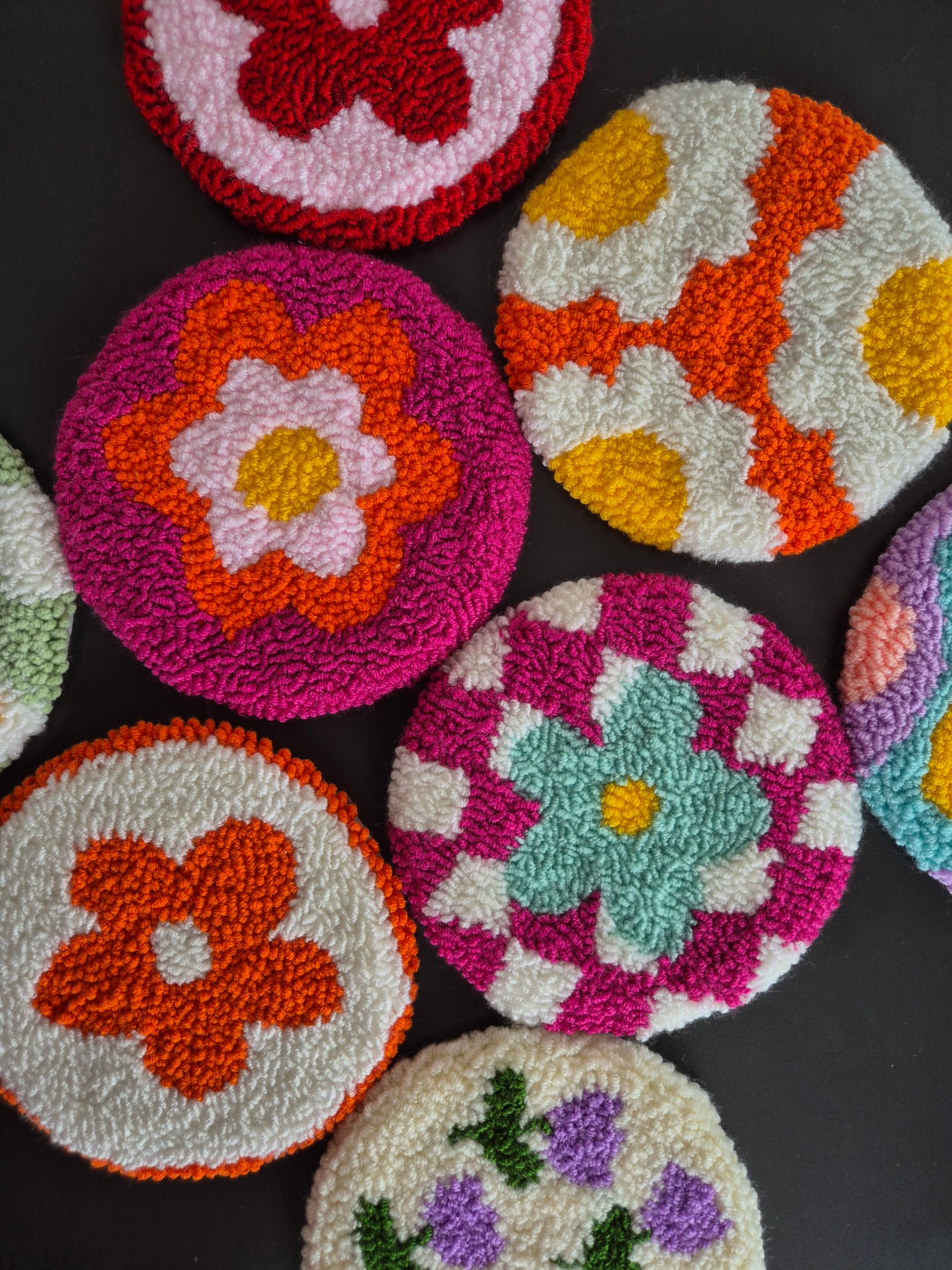 despinacrafting – wholesale Coasters – Punch Needle Mug Rug,  Floral Coasters 9