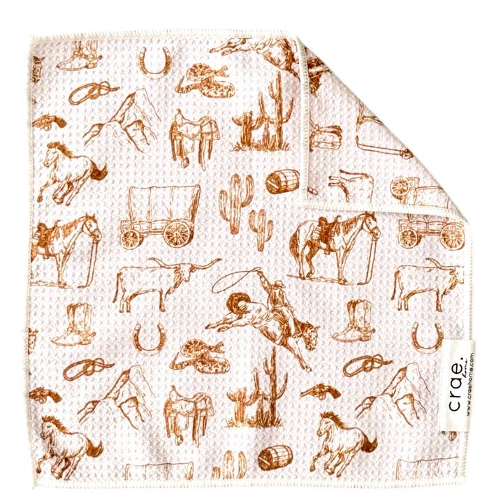 White Brown Western: Double-Sided Washcloth for wholesale on Faire0