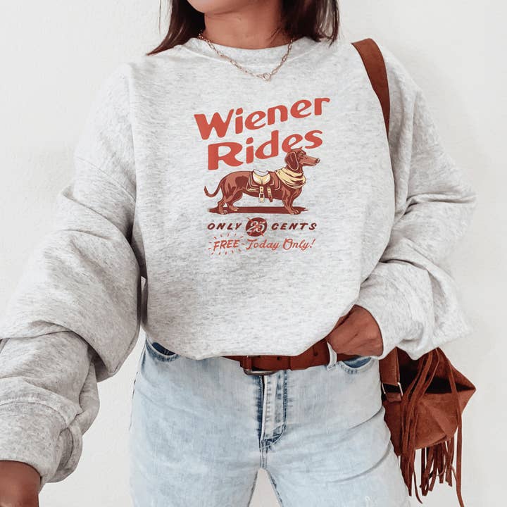 H+P Wholesale - Wholesale Graphic Sweatshirt - Women's - Weiner Rides Ash Graphic Sweatshirt0