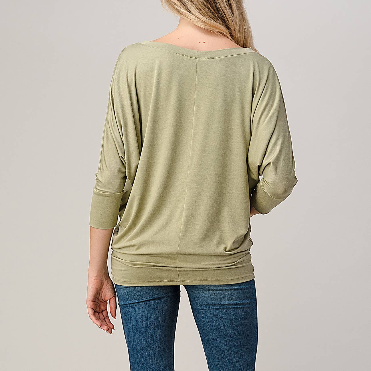 Heimious - Wholesale Knit Top - Women's - 3/4 Dolman Sleeve Round neck Modal Jersey  Top, 250351