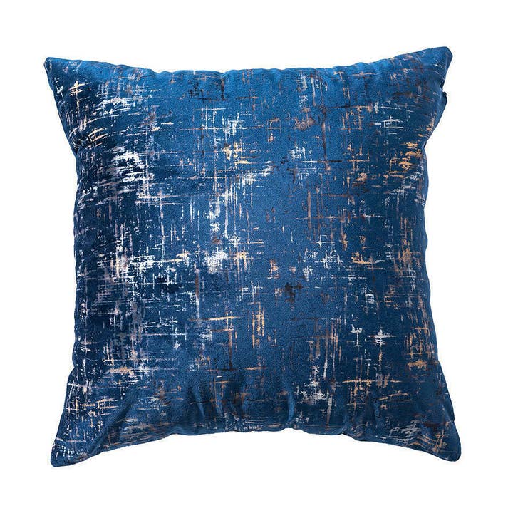 Blå farve fløjl pudebetræk med almindeligt guld stempling for engroshandel hos RKAAS HOME