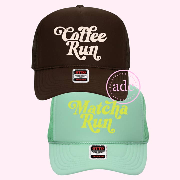 COFFEE / MATCHA RUN Truckerpet voor wholesale door AshleighDesignCo