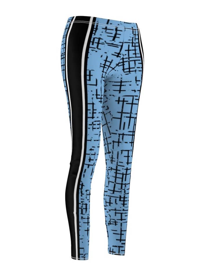 Leggings con stampa a scacchi blu/neri - Lunghezza 3/4 per la vendita all'ingrosso da parte di GirlzNDollz